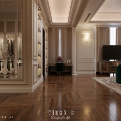 Thiết kế nội thất phòng ngủ tân cổ điển nhẹ nhàng (Neo-classical) NT2335