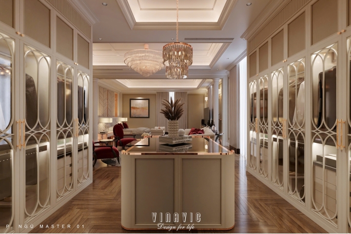 Thiết kế nội thất phòng ngủ đẹp phong cách tân cổ điển tinh tế NT2338