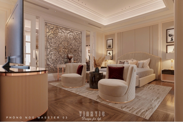Mẫu nội thất phòng ngủ sang trọng phong cách Neo Classic NT2340