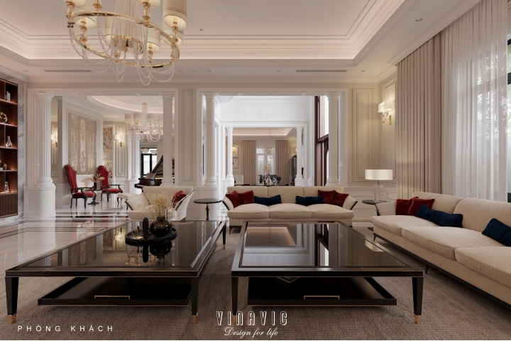 Mẫu nội thất biệt thự tân cổ điển đẹp sang trọng tinh tế NT2343