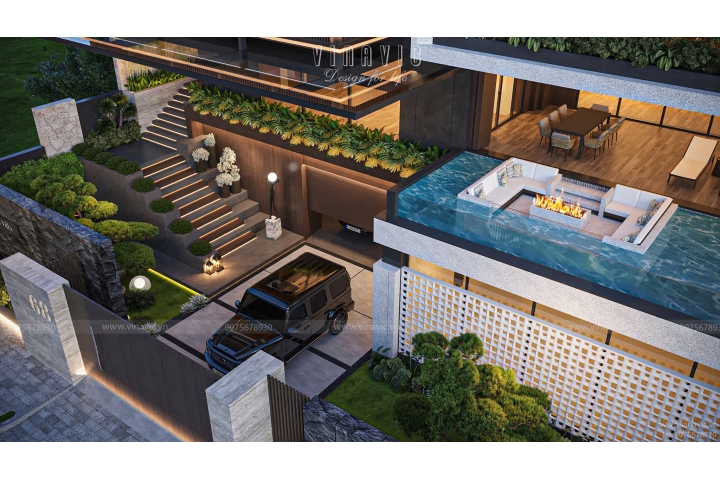 Thiết kế biệt thự hiện đại 3 tầng 1400m² Hien Modern Villa (29x48m) BT2402