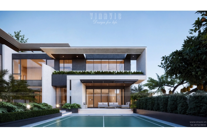 Thiết kế biệt thự hiện đại 3 tầng 1400m² Hien Modern Villa (29x48m) BT2402
