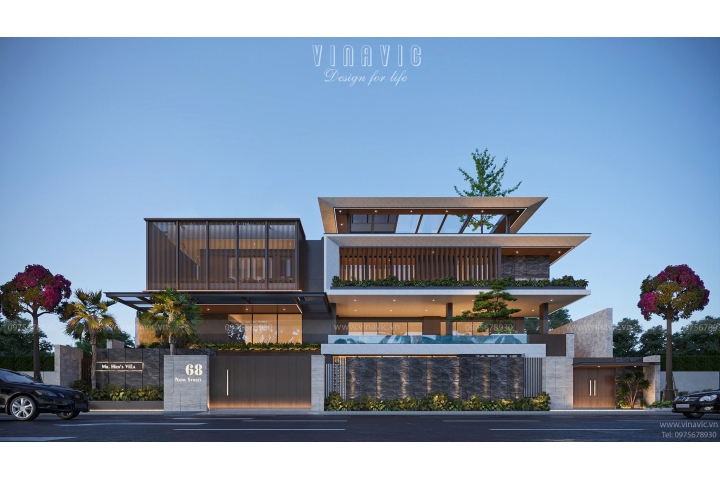 Thiết kế biệt thự hiện đại 3 tầng 1400m² Hien Modern Villa (29x48m) BT2402