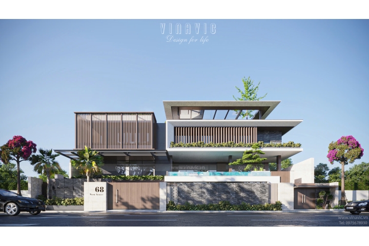 Thiết kế biệt thự hiện đại 3 tầng 1400m² Hien Modern Villa (29x48m) BT2402