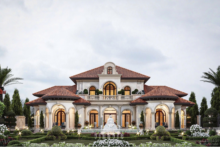 Mẫu thiết kế biệt thự 2 tầng phong cách địa trung hải 360m2 BT2405