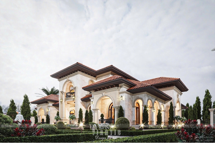 Mẫu thiết kế biệt thự 2 tầng phong cách địa trung hải 360m2 BT2405