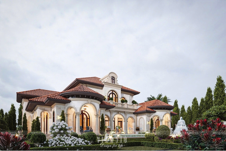 Mẫu thiết kế biệt thự 2 tầng phong cách địa trung hải 360m2 BT2405
