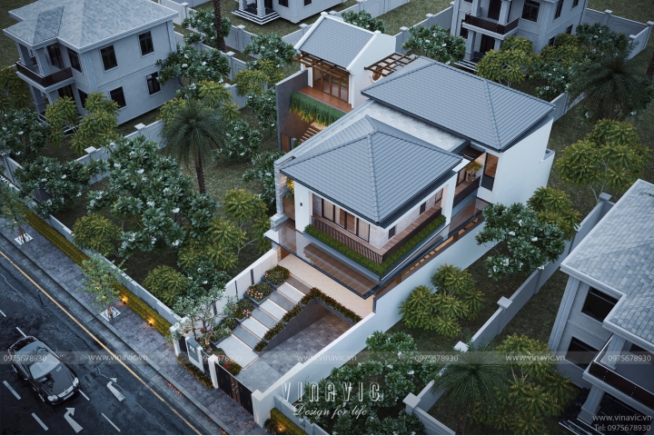 Mẫu thiết kế biệt thự chữ L 2 tầng 4 phòng ngủ hiện đại 10x15m BT2410