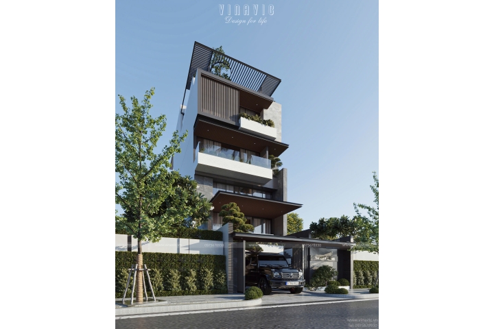 Thiết kế biệt thự 6 tầng hiện đại đương đại sang trọng 8x21m (168m2) BT2411