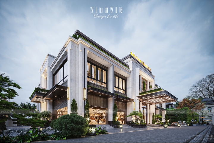 Tòa nhà văn phòng điều hành hiện đại 2 tầng 24x17m Libra Building DATM2336