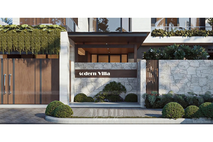 Thiết kế biệt thự đẹp hiện đại 3 tầng mái bằng 16x13m (208m2) BT2412