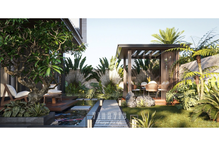 Thiết kế biệt thự đẹp hiện đại 3 tầng mái bằng 16x13m (208m2) BT2412