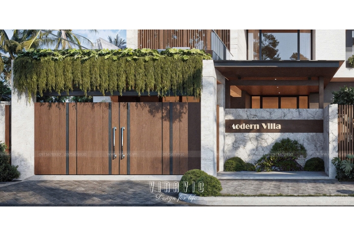 Thiết kế biệt thự đẹp hiện đại 3 tầng mái bằng 16x13m (208m2) BT2412