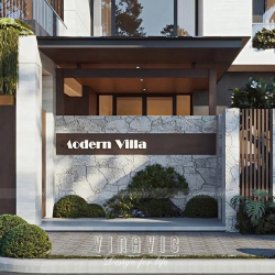 Thiết kế biệt thự đẹp hiện đại 3 tầng mái bằng 16x13m (208m2) BT2412