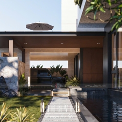 Thiết kế biệt thự đẹp hiện đại 3 tầng mái bằng 16x13m (208m2) BT2412