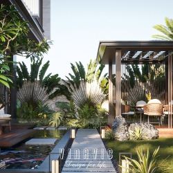 Thiết kế biệt thự đẹp hiện đại 3 tầng mái bằng 16x13m (208m2) BT2412