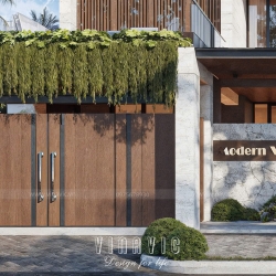 Thiết kế biệt thự đẹp hiện đại 3 tầng mái bằng 16x13m (208m2) BT2412