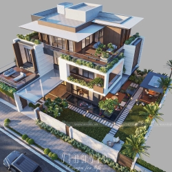 Thiết kế biệt thự đẹp hiện đại 3 tầng mái bằng 16x13m (208m2) BT2412