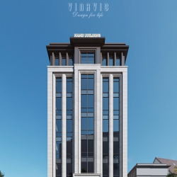 Thiết kế tòa nhà văn phòng hiện đại kết hợp ở 9 tầng 1 tum 19x15m DATM2337