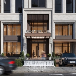 Thiết kế tòa nhà văn phòng hiện đại kết hợp ở 9 tầng 1 tum 19x15m DATM2337