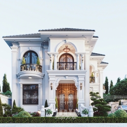 Mẫu biệt thự 2 tầng mái nhật tân cổ điển 4 phòng ngủ 13 x 18m (234m2) BT2413