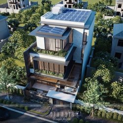 Mẫu thiết kế biệt thự 3 tầng 200m2 hiện đại mặt tiền 10x20m BT2414