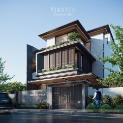 Mẫu thiết kế biệt thự 3 tầng 200m2 hiện đại mặt tiền 10x20m BT2414