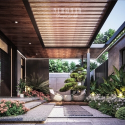 Mẫu thiết kế sân vườn biệt thự phố đẹp hiện đại TCSV2003