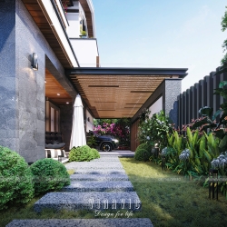 Mẫu thiết kế sân vườn biệt thự phố đẹp hiện đại TCSV2003