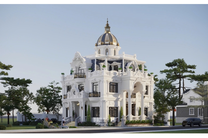 Mẫu biệt thự tân cổ điển châu Âu phong cách lâu đài Pháp 13mx13m BT2415