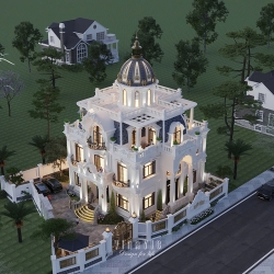 Mẫu biệt thự tân cổ điển châu Âu phong cách lâu đài Pháp 13mx13m BT2415