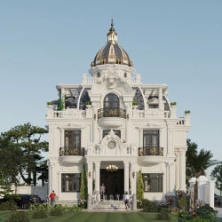 Mẫu biệt thự tân cổ điển châu Âu phong cách lâu đài Pháp 13mx13m BT2415