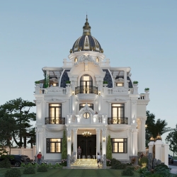 Mẫu biệt thự tân cổ điển châu Âu phong cách lâu đài Pháp 13mx13m BT2415