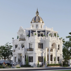 Mẫu biệt thự tân cổ điển châu Âu phong cách lâu đài Pháp 13mx13m BT2415