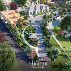 Thiết kế sân vườn biệt thự nghỉ dưỡng 1 tầng mái nhật TCSV2004