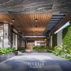 Thiết kế sân vườn biệt thự phong cách hiện đại TCSV2007