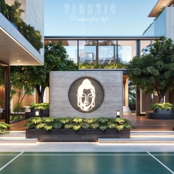 Thiết kế sân vườn biệt thự phong cách hiện đại TCSV2007