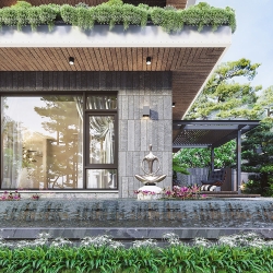 Thiết kế sân vườn biệt thự phong cách hiện đại TCSV2007