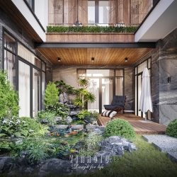 Thiết kế sân vườn biệt thự phong cách hiện đại TCSV2007