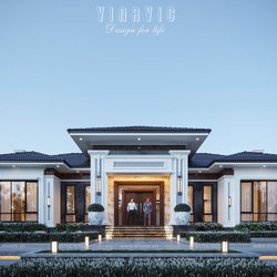 Biệt thự sân vườn 1 tầng hiện đại mái nhật 360m2 (20x18m) BT2419