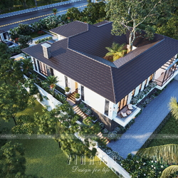 Biệt thự sân vườn 1 tầng hiện đại mái nhật 360m2 (20x18m) BT2419