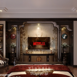 Thiết kế nội thất Indochine biệt thự 3 tầng 1 hầm (CĐT Mrs Út - Hà Nội) NT2349