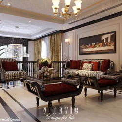 Thiết kế nội thất Indochine biệt thự 3 tầng 1 hầm (CĐT Mrs Út - Hà Nội) NT2349
