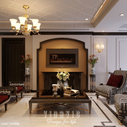 Thiết kế nội thất Indochine biệt thự 3 tầng 1 hầm (CĐT Mrs Út - Hà Nội) NT2349