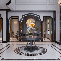 Thiết kế nội thất Indochine biệt thự 3 tầng 1 hầm (CĐT Mrs Út - Hà Nội) NT2349