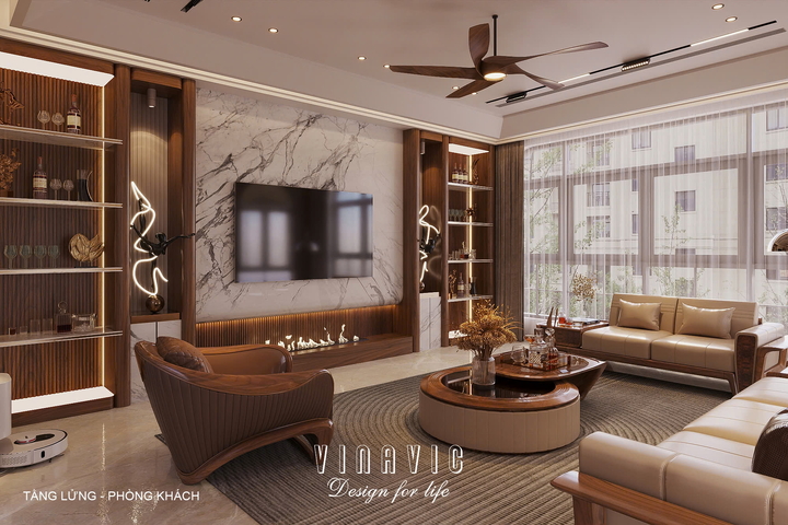 Thiết kế nội thất nhà phố hiện đại 6 tầng 1 tum (CĐT Mrs Phúc - Hà Nội) NT2350