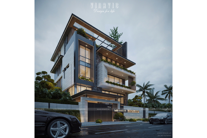 Biệt thự phố 4 tầng hiện đại kết hợp kinh doanh 15x21m BT2421