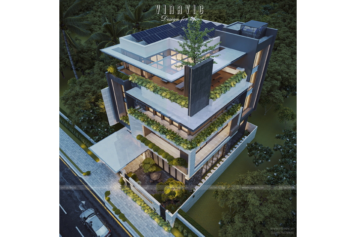 Biệt thự phố 4 tầng hiện đại kết hợp kinh doanh 15x21m BT2421