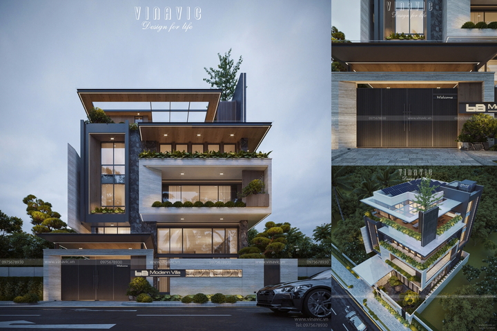 Biệt thự phố 4 tầng hiện đại kết hợp kinh doanh 15x21m BT2421