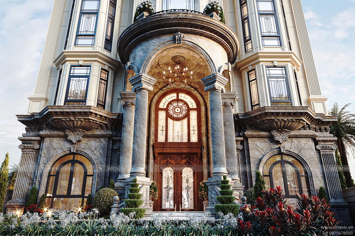 Thiết kế biệt thự phố Tân Cổ Điển châu Âu Đẳng Cấp 6 tầng 18x17m BT2420